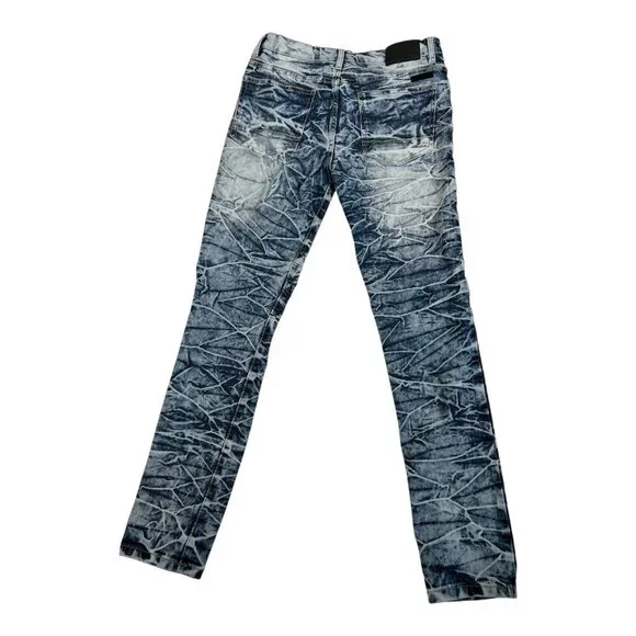 South Pole Men's Moto/Biker Skinny Dark & Acid Wash Jeans Size 30x32 - Picture 2 of 10